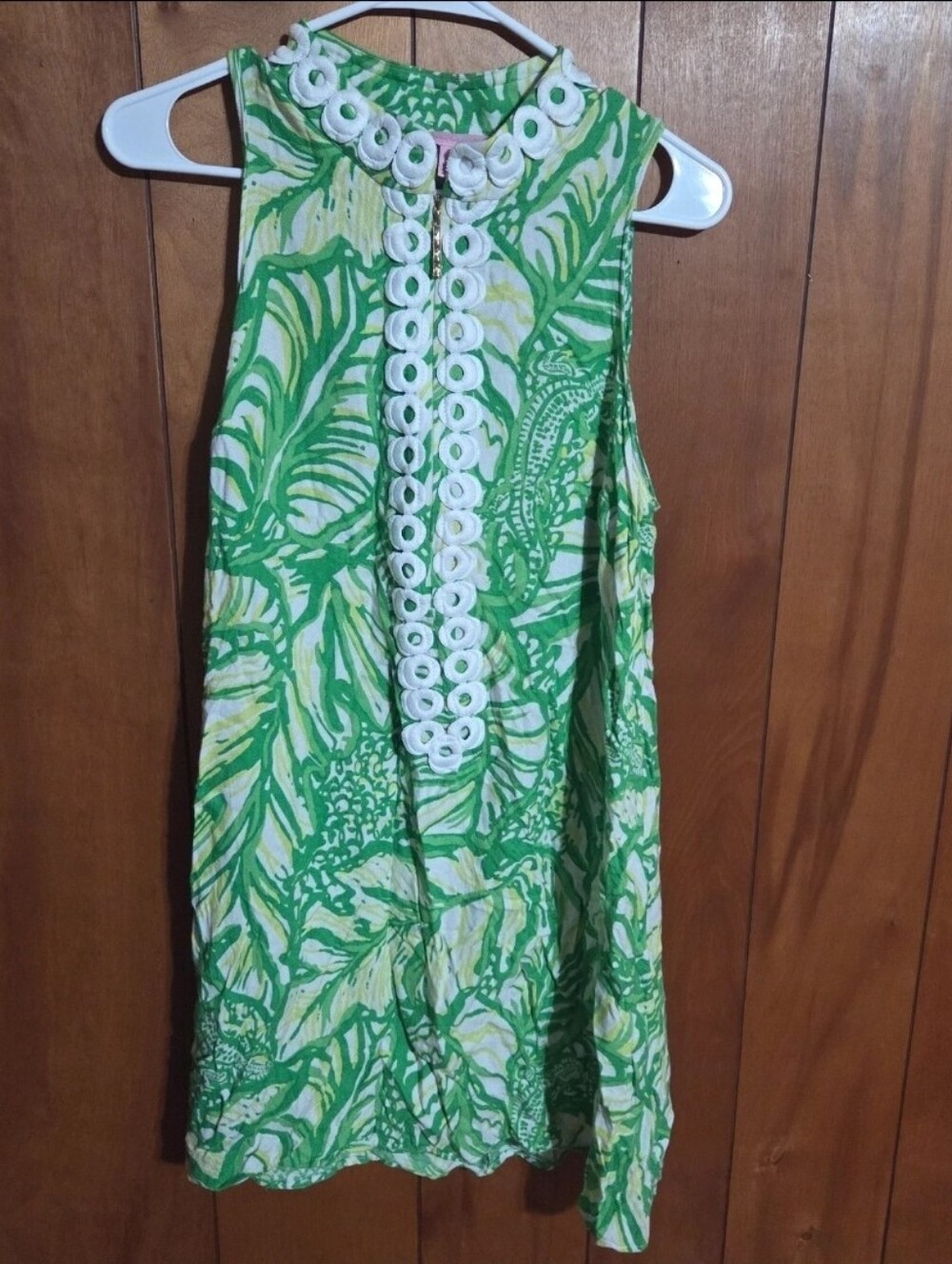 Lilly Pulitzer Jane Shift Dress Partial Zip Toucan Green Coco Loca Print Size 8